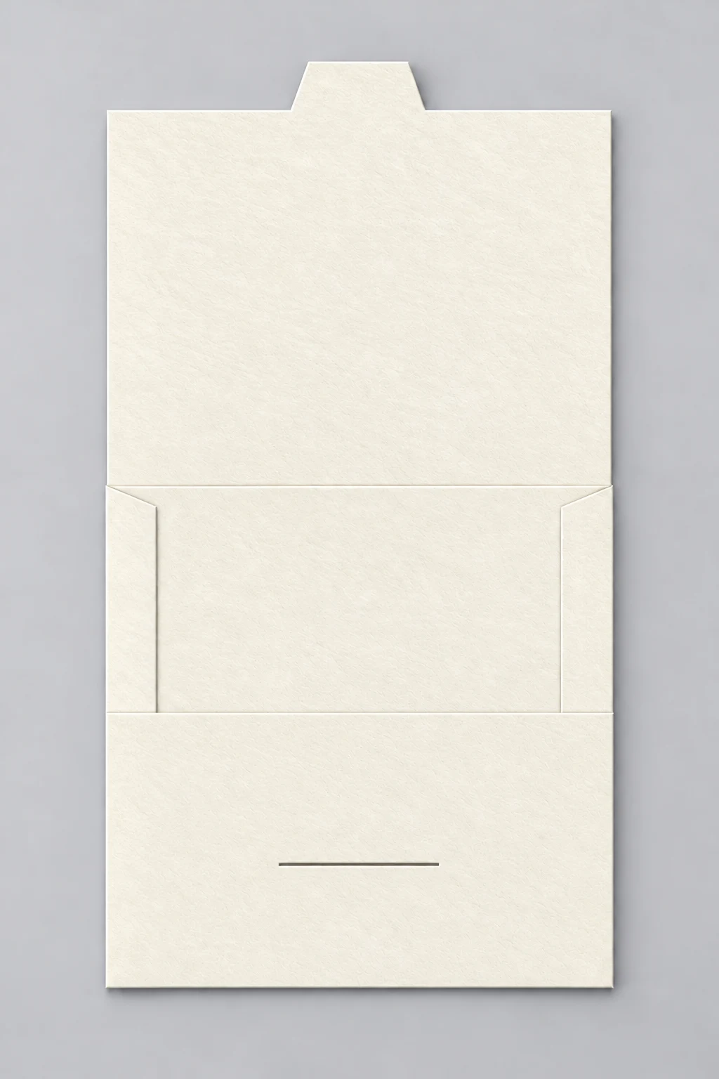 Square envelope with its tab flap open