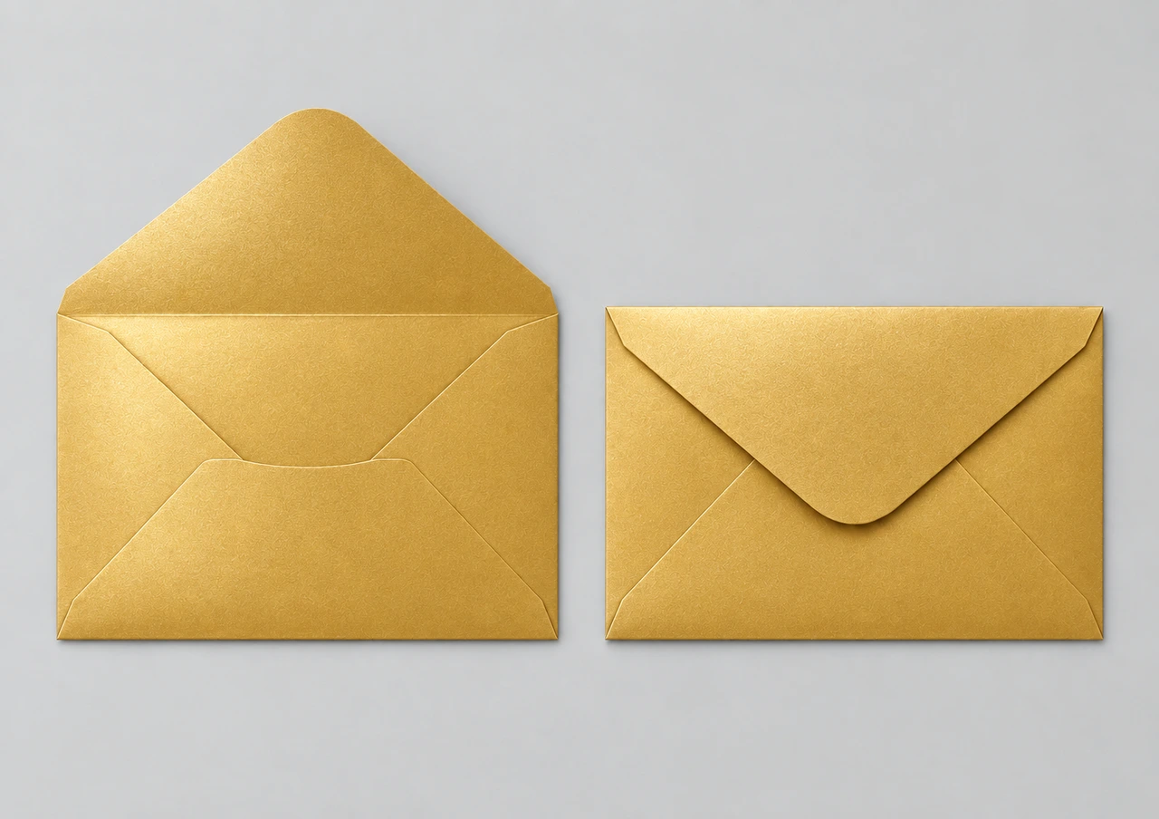 Aurum envelope, open and closed