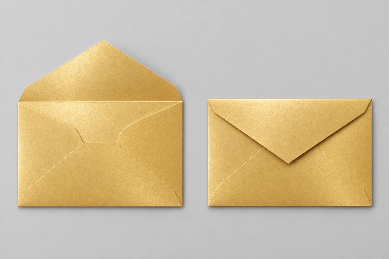 Aurum envelope, open and closed