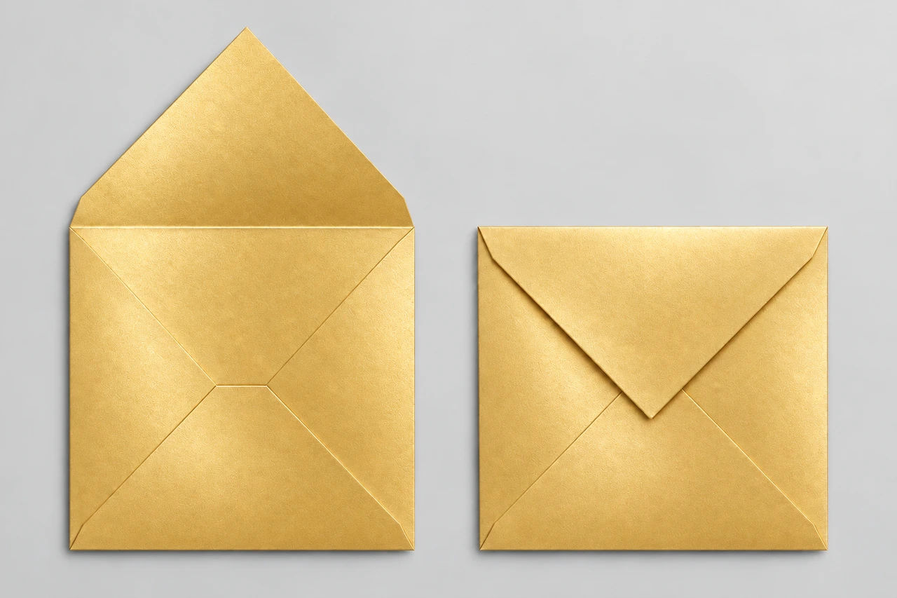 Aurum envelope, open and closed