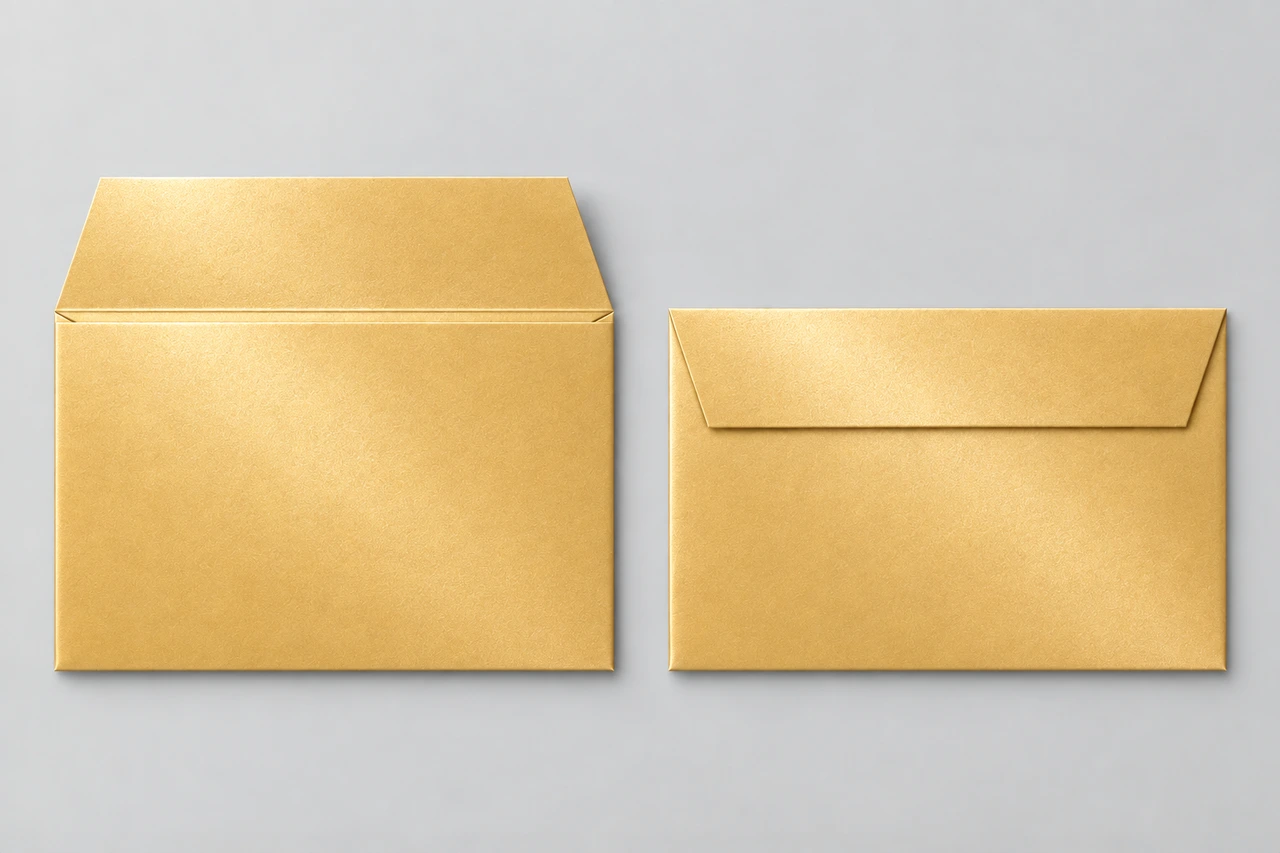 Aurum envelope, open and closed